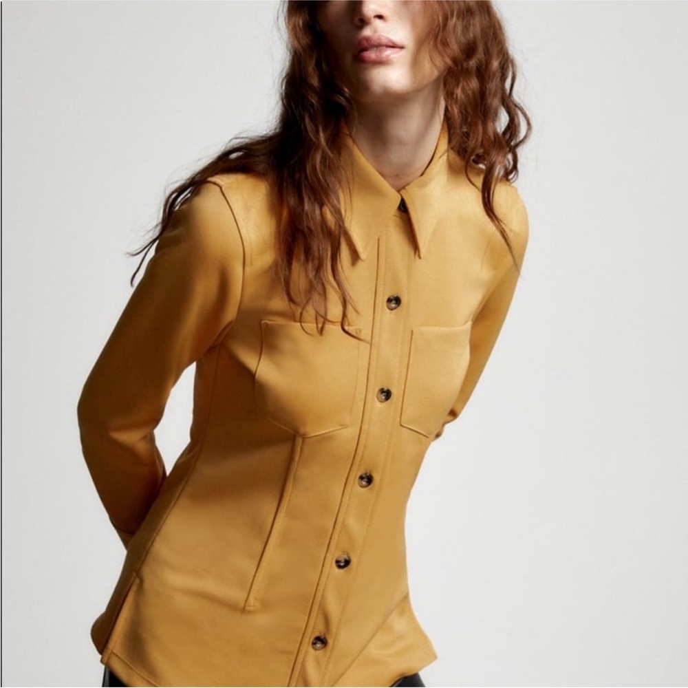 Zara Women's Golden Mustard Button-Front Jean Jacket